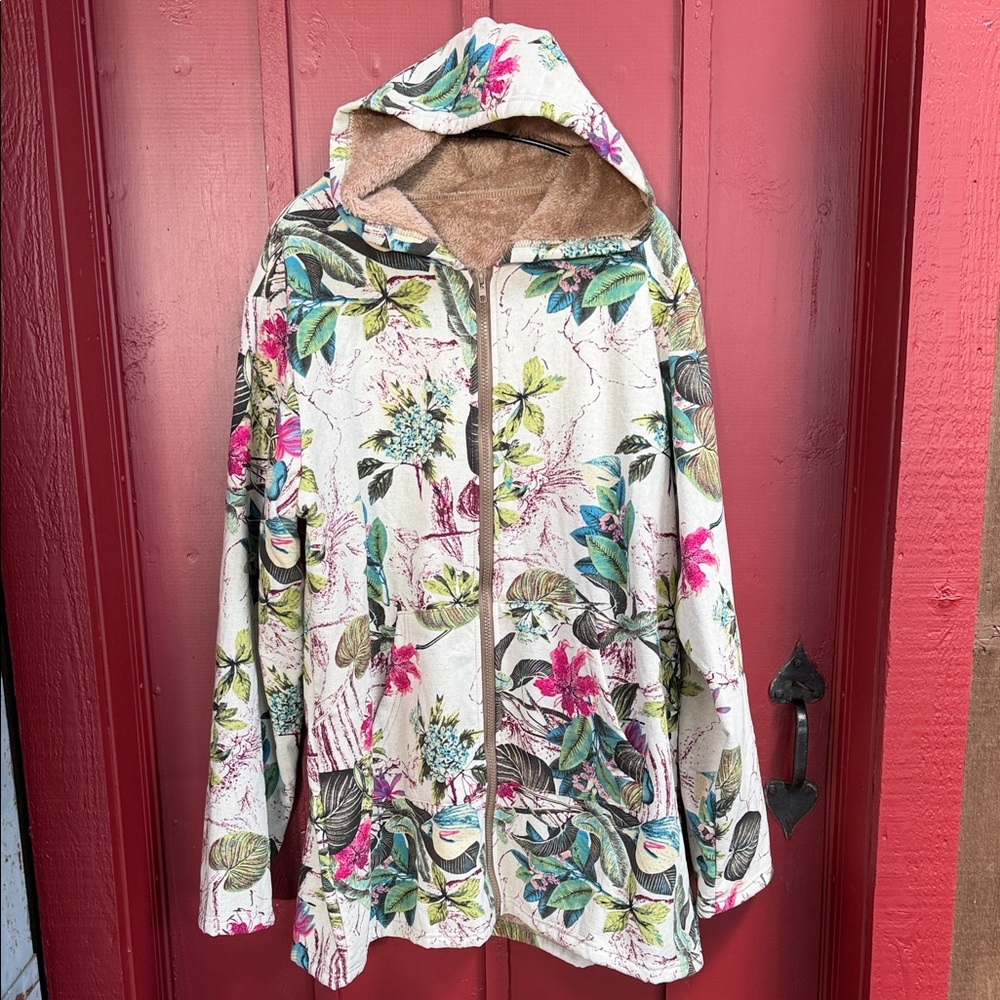 Floral Hooded Zip Jacket - NEVER WORN